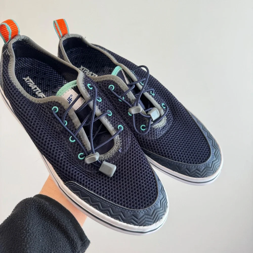 XTRATUF Mens Riptide Deck Shoes Navy Blue Mesh Boat‎ Shoes XMR-201 Size 8.5